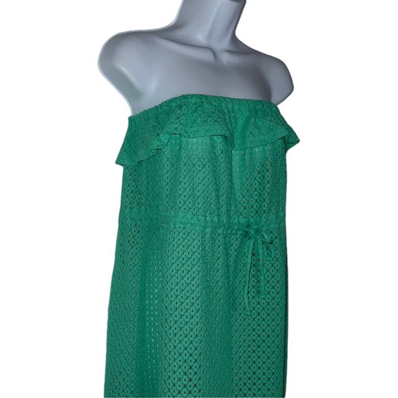 OP Ocean Pacific Seafoam Green Strapless Coverup Juniors M 7 9 Tie Elastic Sheer - Picture 4 of 9